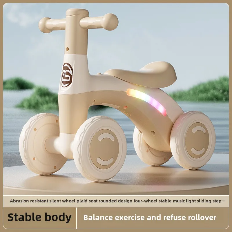 Baby Glider Bike Four-Wheel Toddler Walker Silent Wheels Anti-Tipping Children Balance Training Exercise Mini Ride-On Toys Gifts