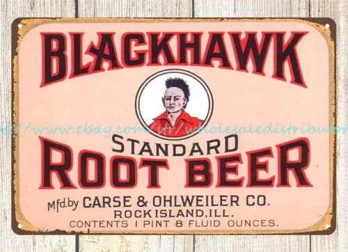 metal wall art BLACKHAWK ROOT BEER Rock Island IL metal tin sign