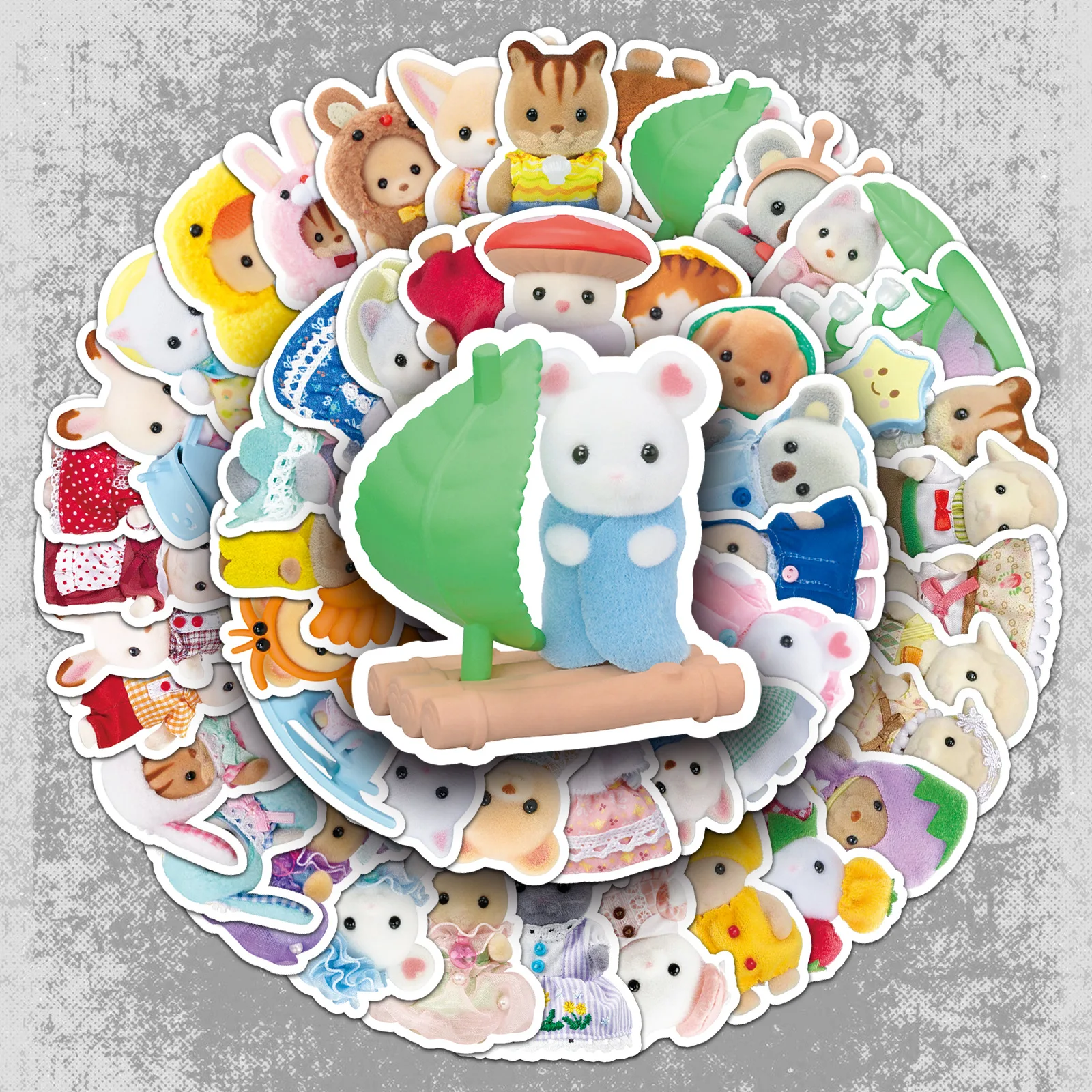 51 Uds Calico Critters pegatinas portátil decoración para álbum de recortes pegatinas de grafiti monopatín portátil pegatina impermeable juguetes Decoración