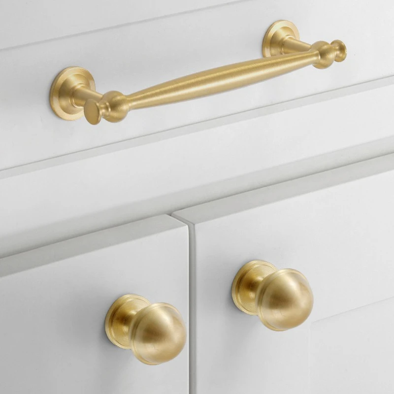 

European Solid Brass Furniture Handles Bedroom Wardrobe Dresser Drawer Handles Kitchen Cabinet Handles Shoe Cabinets Pulls