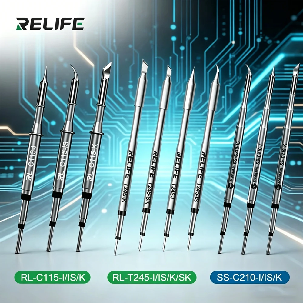 

RELIFE Soldering Tips Super Fine Professional Nozzel C210 T245 C245 C210 C115 for GVM T210 GVM T115 Replacement Core Electronic