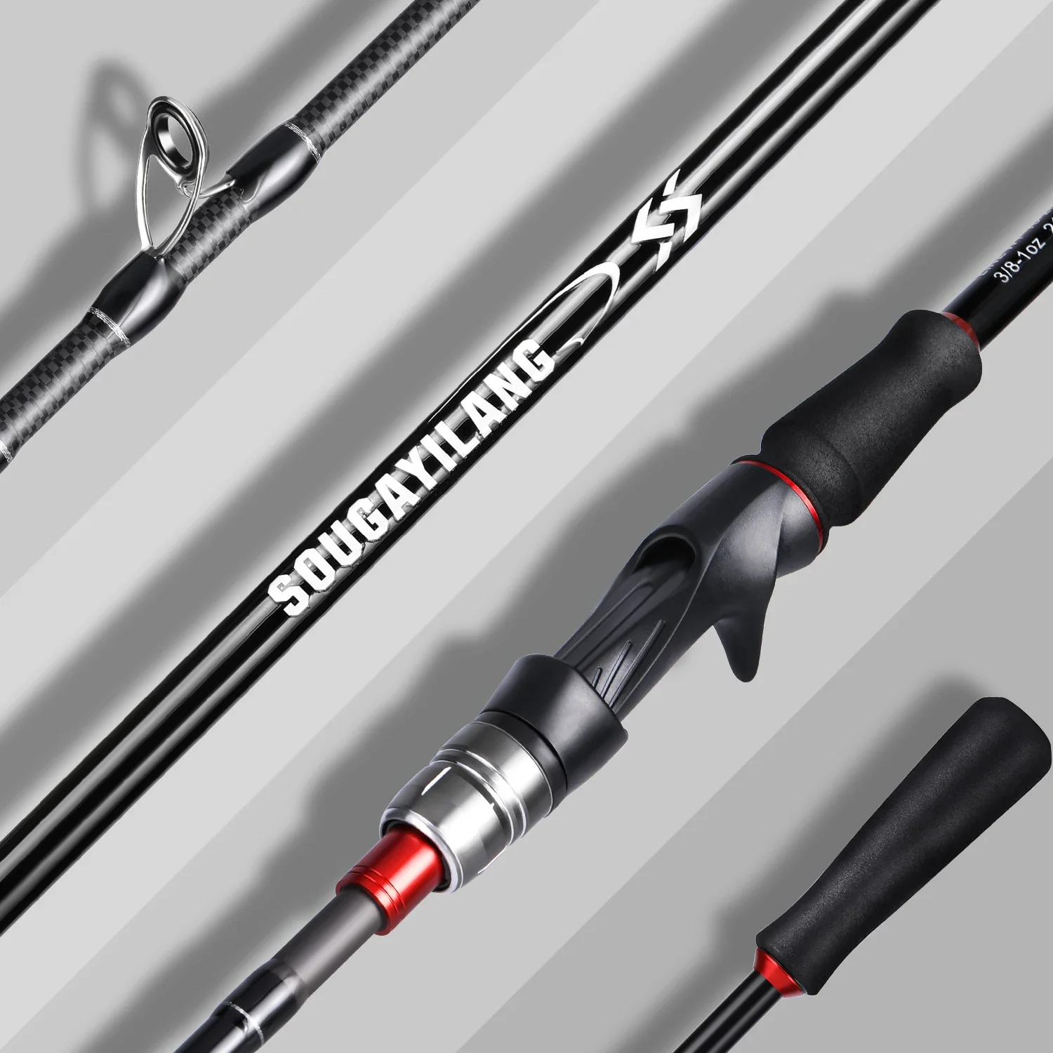 Sougayilang Lure Fishing Rod 1.8m 2.1m Spinning  Bait Casting Rod Carbon Fiber EVA Handle Fishing Pole for Fishing Pesca