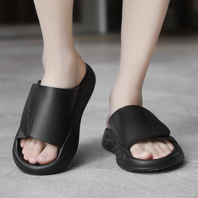 

Fashion 2025 Men Beach Sandals Velcro Slippers Outdoor Design Soft Sole Slides Men Casual Shoes Flip-flops Home Slippers Sandals