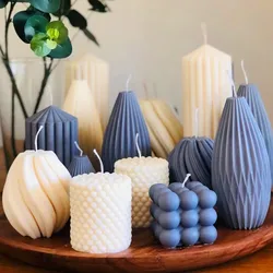 DIY Candle Silicone mold Line Stripe Cylinder Ball Candle Silicone Mold Geometric Shape Soap Silicone Mold craft clay molds
