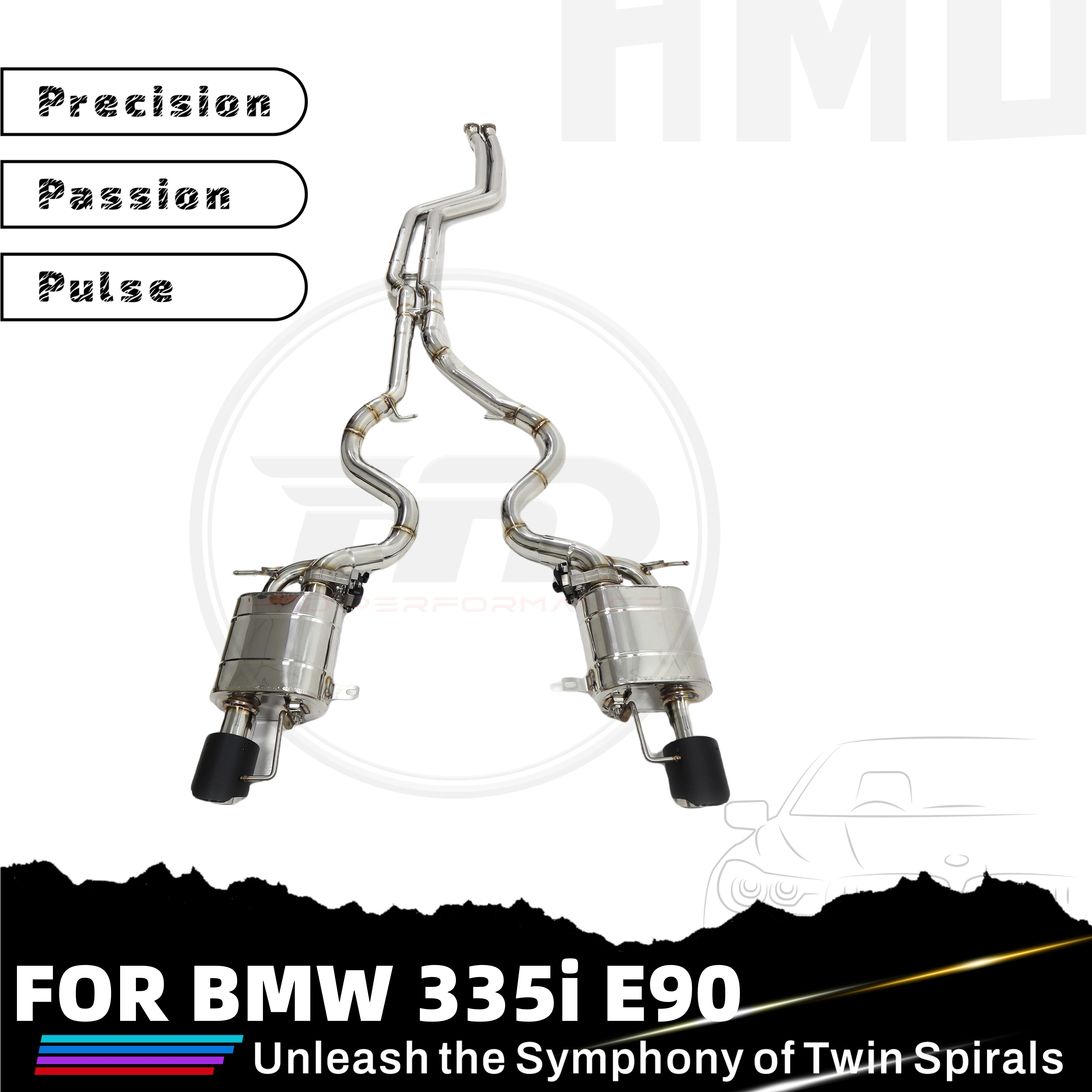 HMD Hot Sales Downpipe Catback for BMW 335i E90 Stainless Steel Full Exhaust System With Catalytic Converter Electronic Valves