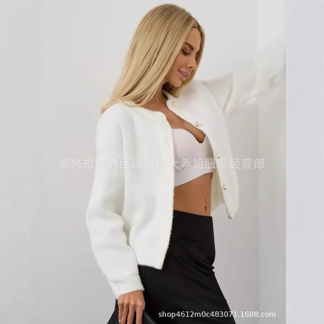 Women Short Sweaters Solid Buttons O Neck Full Sleeve Jumpers Knit Casual Cardigan Thick Warm Basis Sweater Autumn Winter 2026