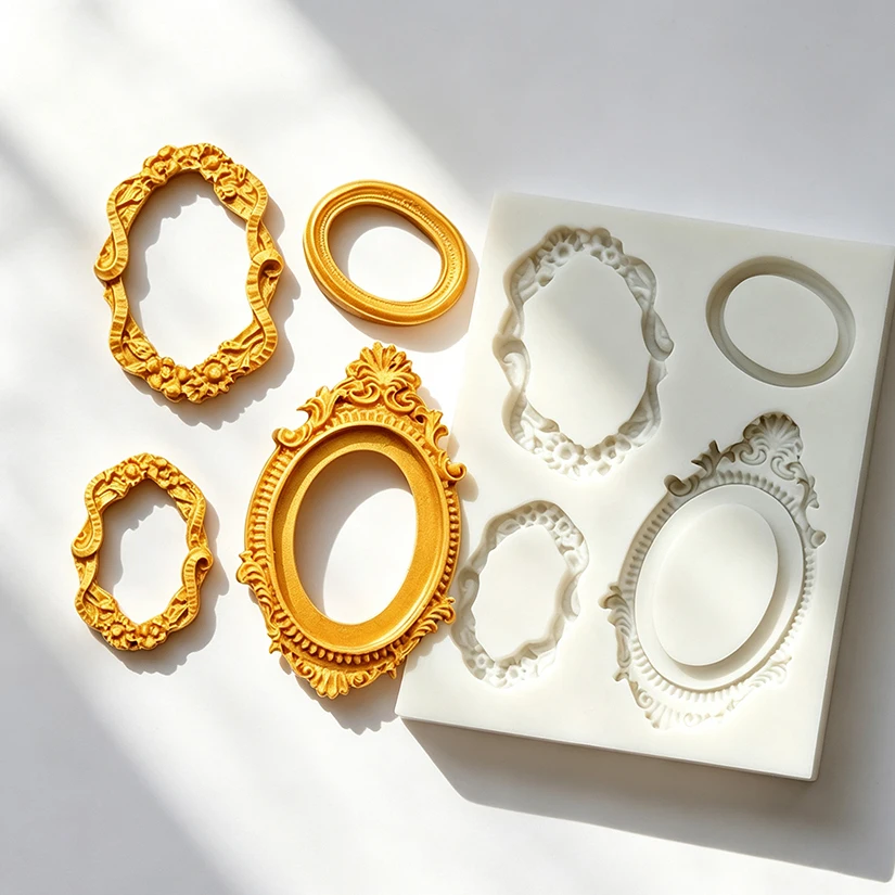 Photo Frame Mirror Silicone Mold Resin Tools Sugarcraft Cupcake Baking Mold Fondant Cake Decorating Tools