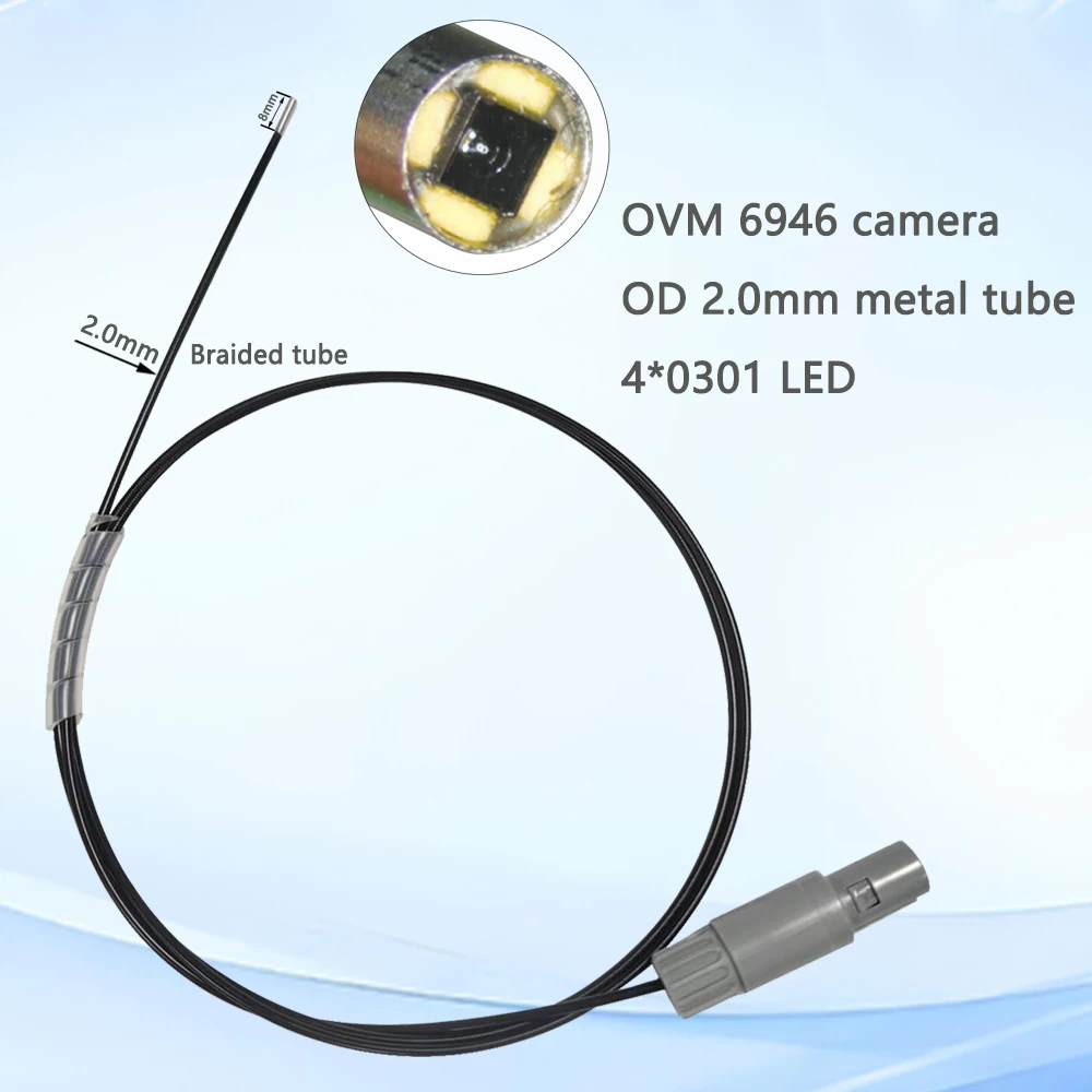 Customize Waterproof  Durable 2.0 mm  400*400 Mini Cmos OVM6946 Endoscope Camera Module Cover with Braided Tube