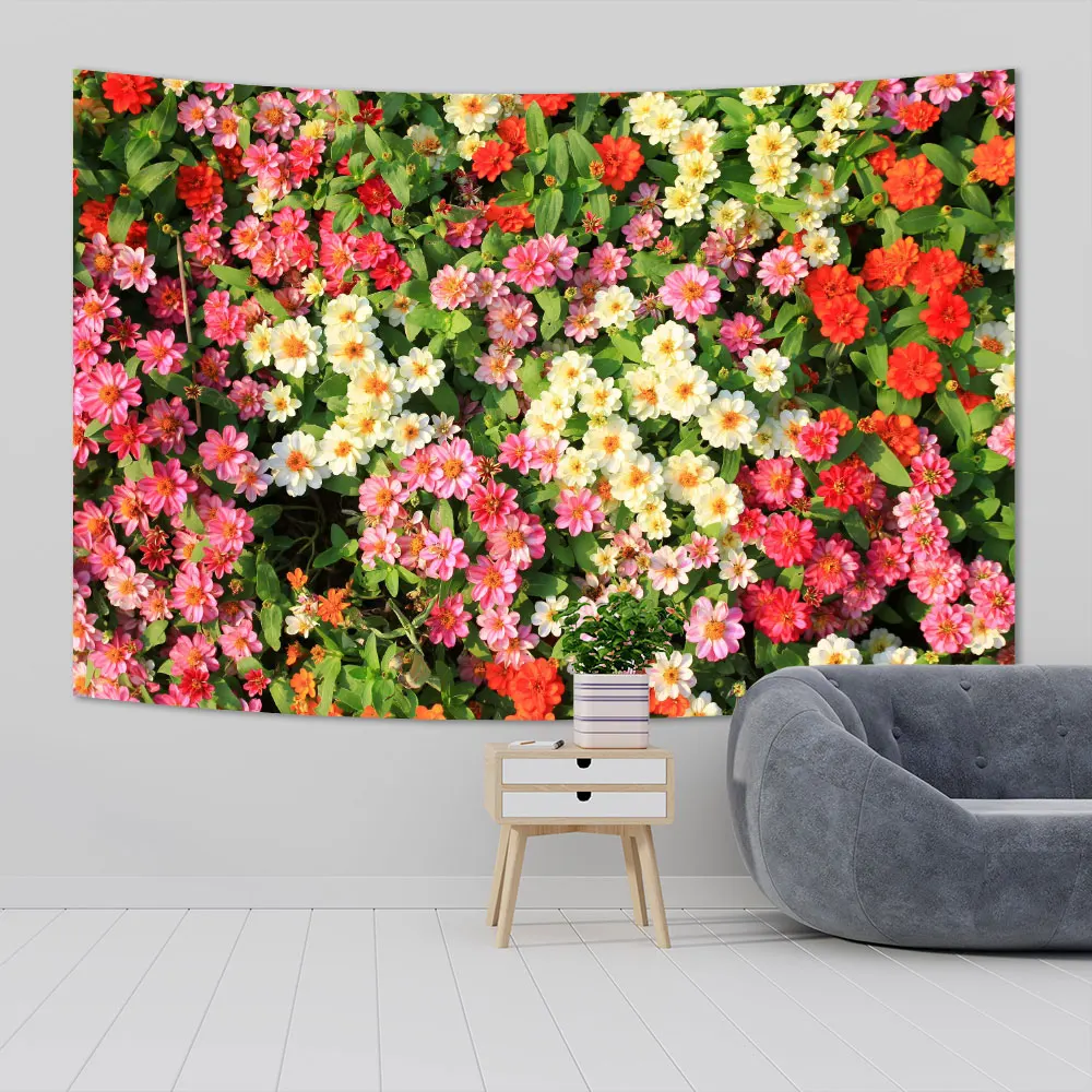 Flowers Hanging Tapestries Boho Floral Cloth Fabric Decorative Aesthetic Dorm Or Bedroom Decorations