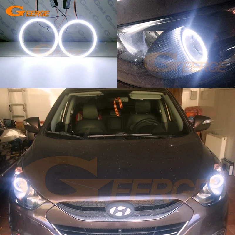

Для Hyundai Ix35 2009 2010 2011 2012 2013, дневной свет, отличный ультра яркий COB светодиодный комплект с ангельскими глазами, кольца Halo