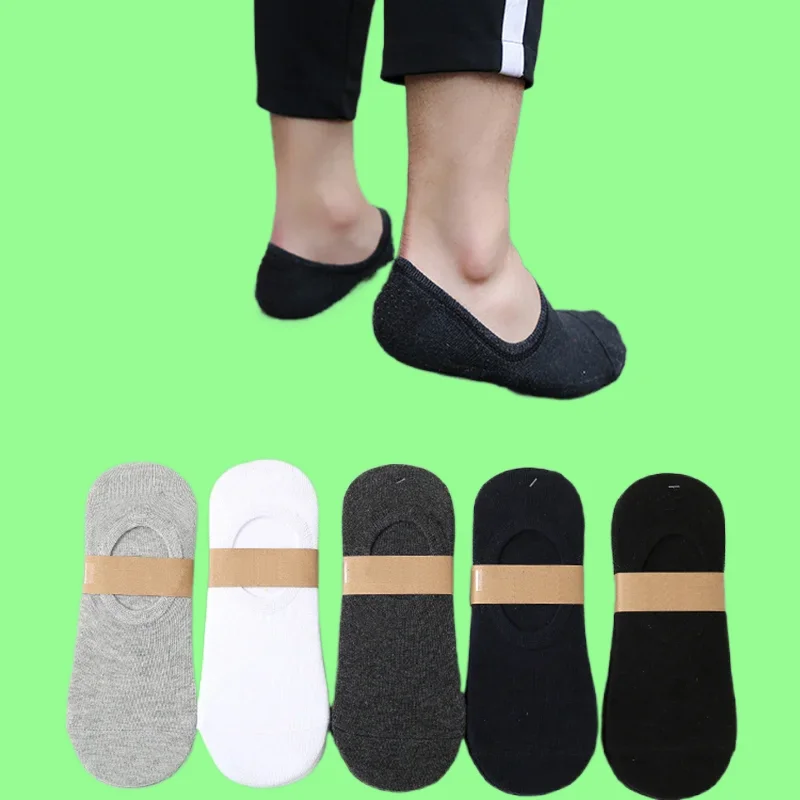 5/10/20 Pairs Men Fashion Breathable Cotton Solid Color Invisible Anti-Slip Ankle Short Boat Socks High Quality Socks For Women