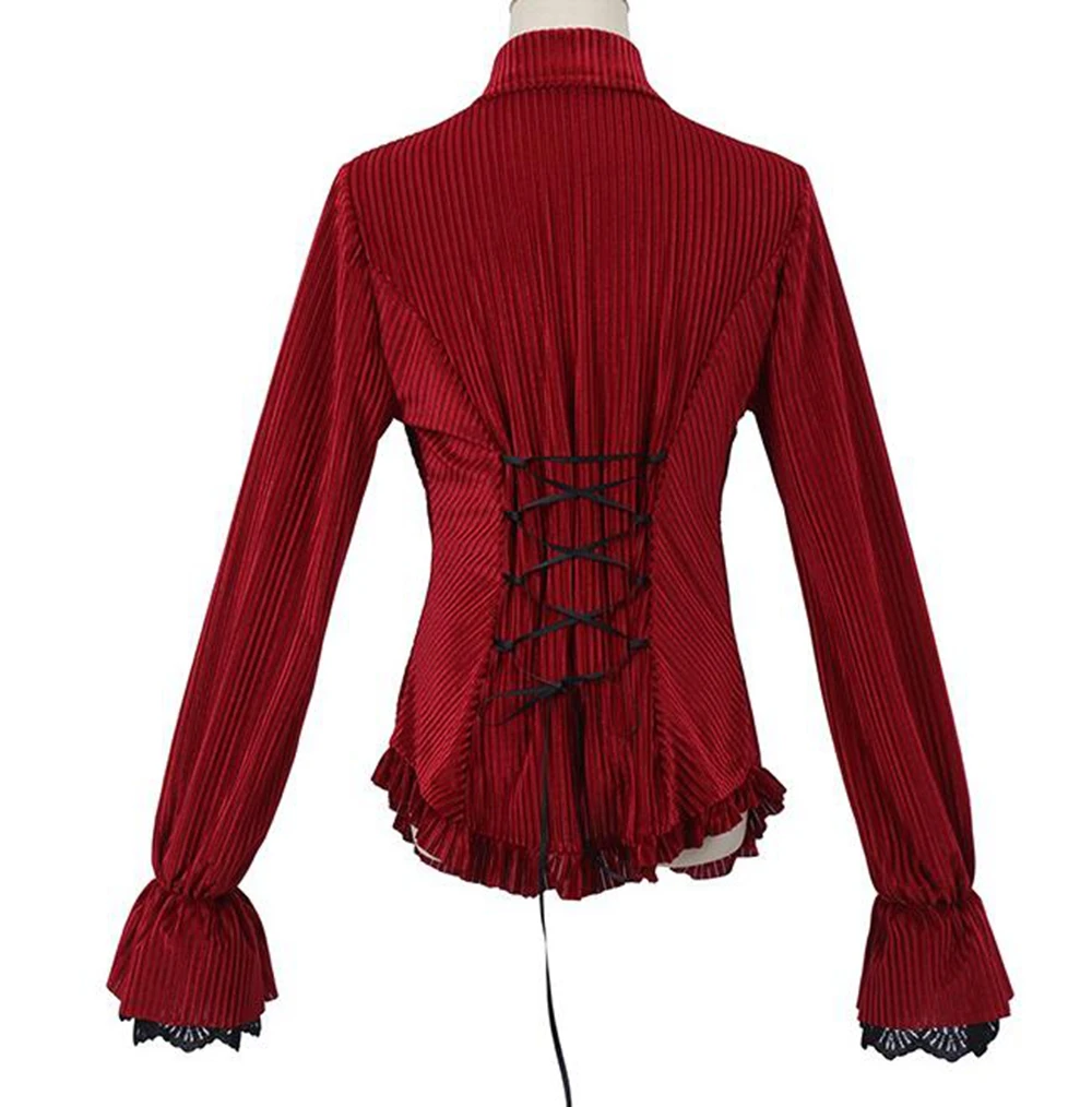 Gothic Women Striped Blouse Victorian Halloween Girl's Shirt