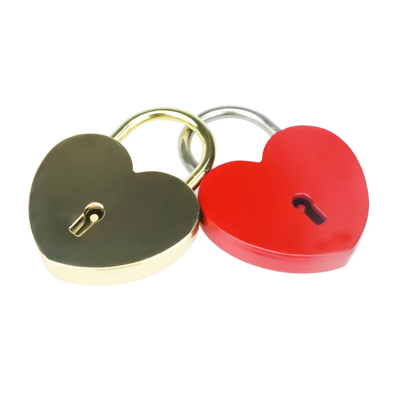 XMM-6034 Happy Cute Heart Shape Padlock Skeleton Key Lock For Wedding Valentine Day Romantic Gift Various Color Custom Logo