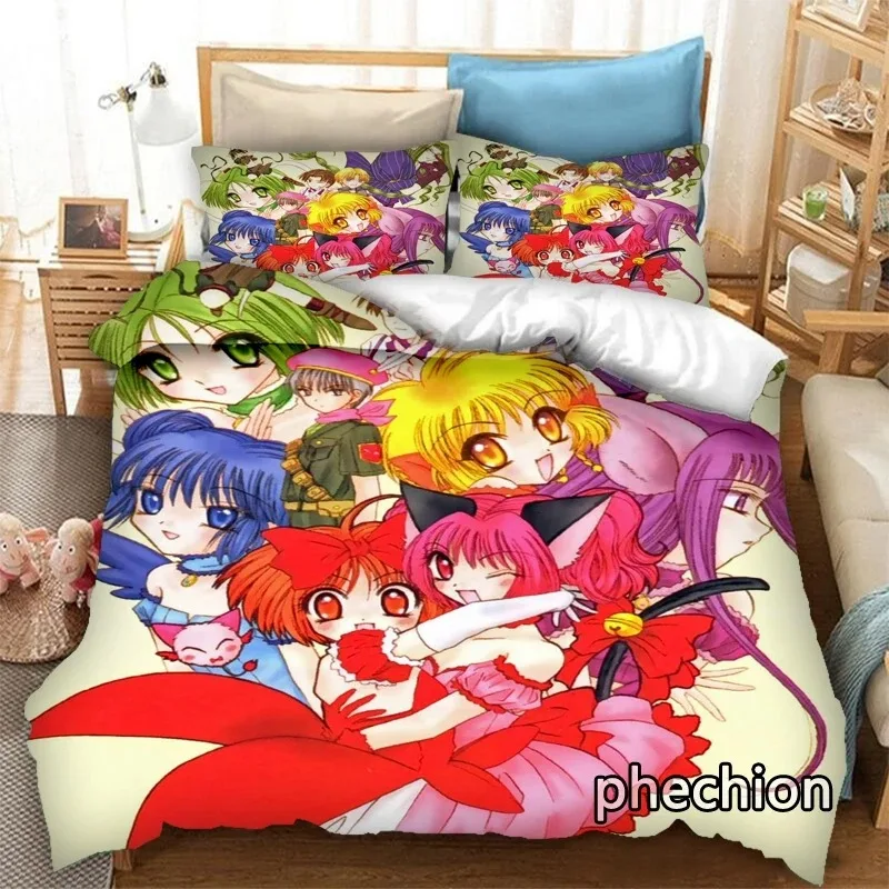 3D Printing Anime Tokyo Mew Mew 3D Print Bedding Set Duvet Covers Pillowcases One Piece Comforter Bedding Sets Bedclothes Bed