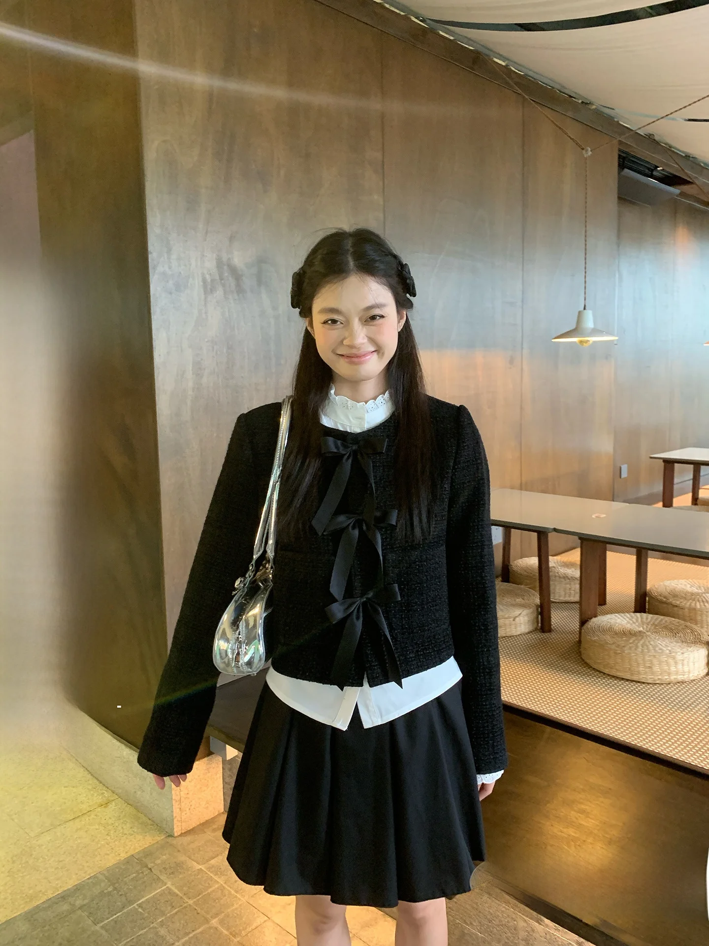 

Bla Bow Tie ort Стеганый Jaet Женский Faion Sle S 20:00 Zh Adurupn Бренд Commute Sle Китайское происхождение Осень 2025 Выпуск