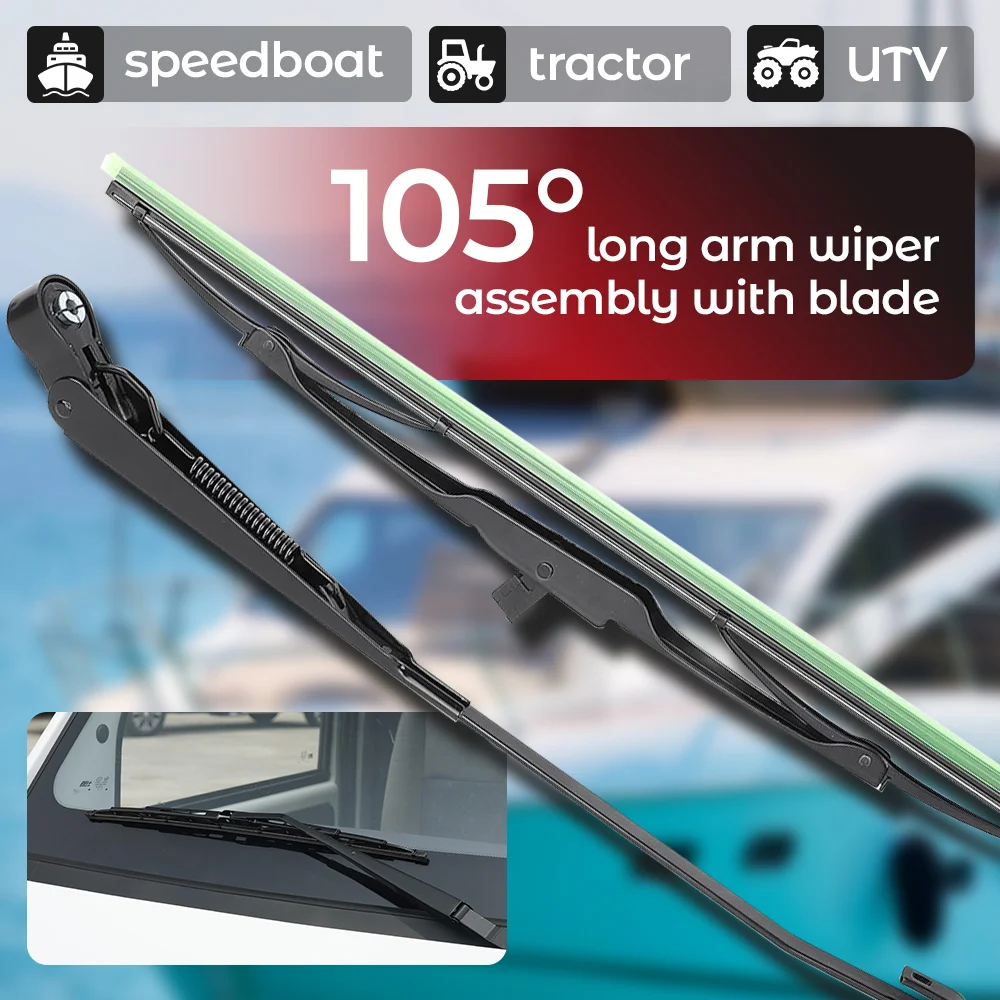 

Windscreen Wiper 105° Wiper Arm with Long Shaft Windshield Wiper Arm for Tractor Fishing Boat ATV UTV Car Accessories