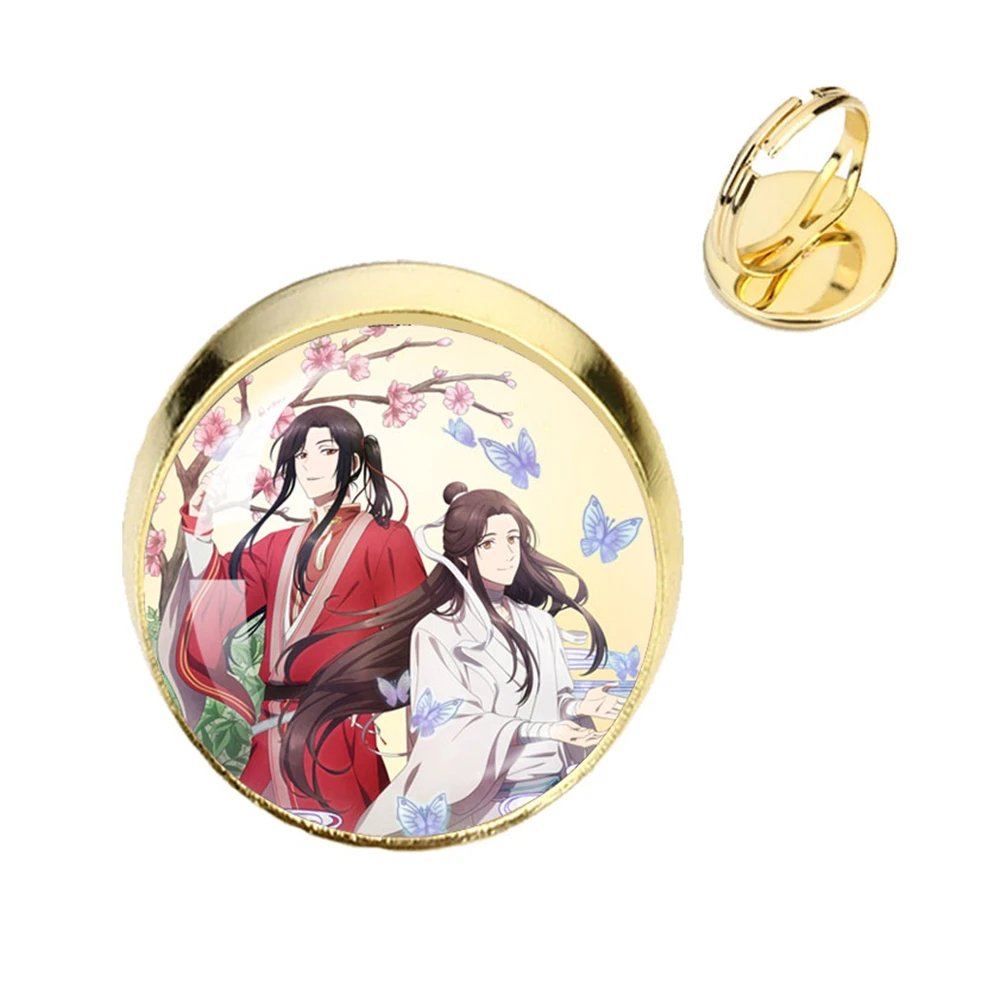 Anime Tian Guan Ci Fu Ring Heaven Official’s Blessing Hua Cheng Xie Lian  Unisex Handmade Glass Cabochon Rings Couple Jewelry