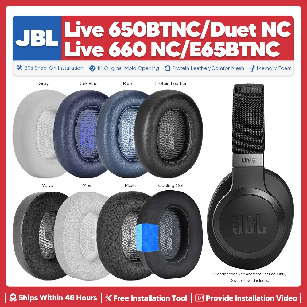 Replacement Ear Pads For JBL Live 650BTNC Live 660NC E65BTNC Duet NC Headphone Accessories Headset Ear Cushion Repair Parts