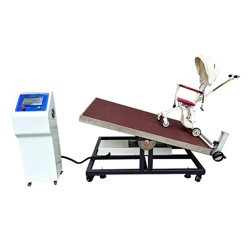 

Brake performance testing machine, stroller dynamic stability testing device, trolley road condition inclination test bench
