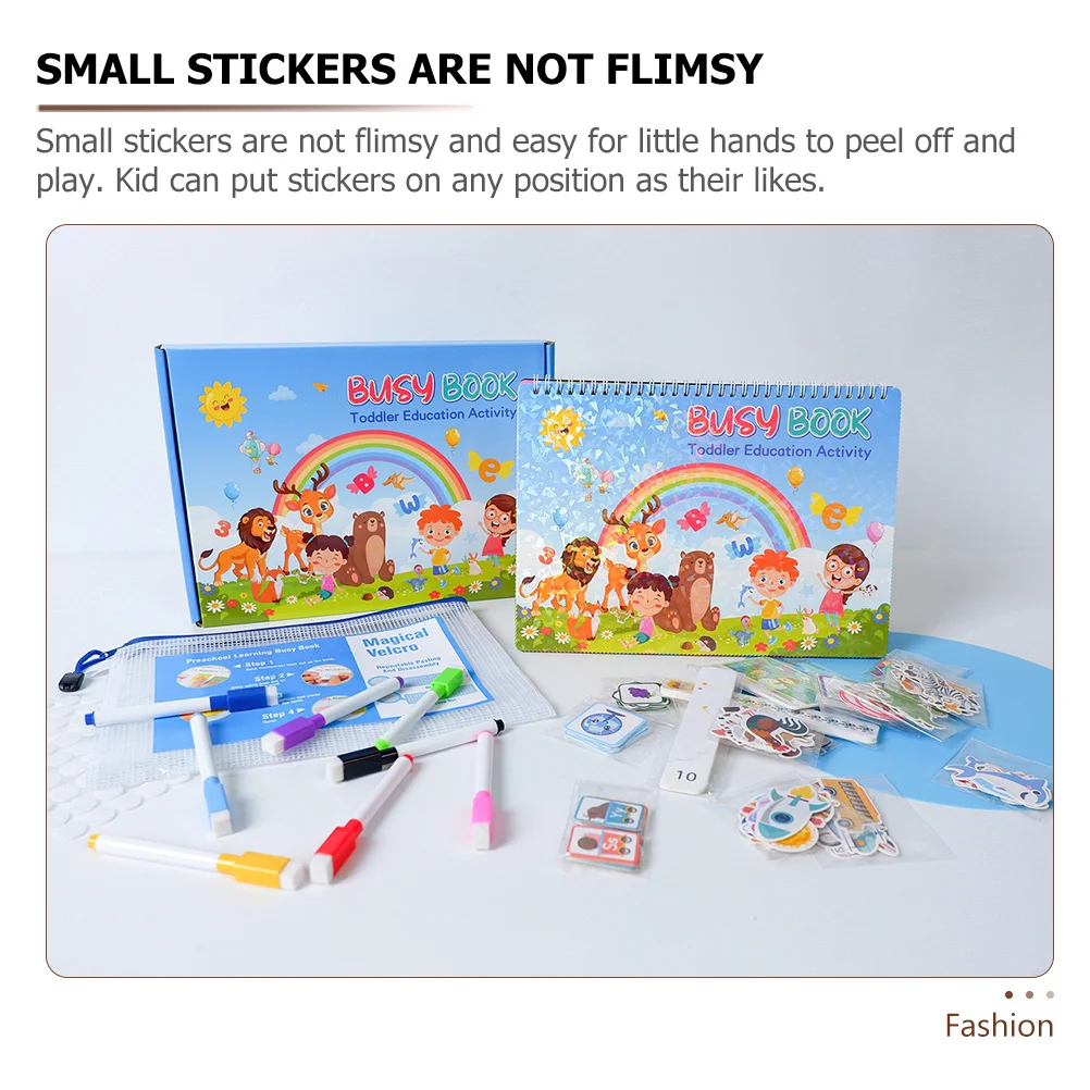 1Set Cognition Sticker Book Kids DIY Educational Decals Cartoon Pattern -on Learning Preschool Classroom