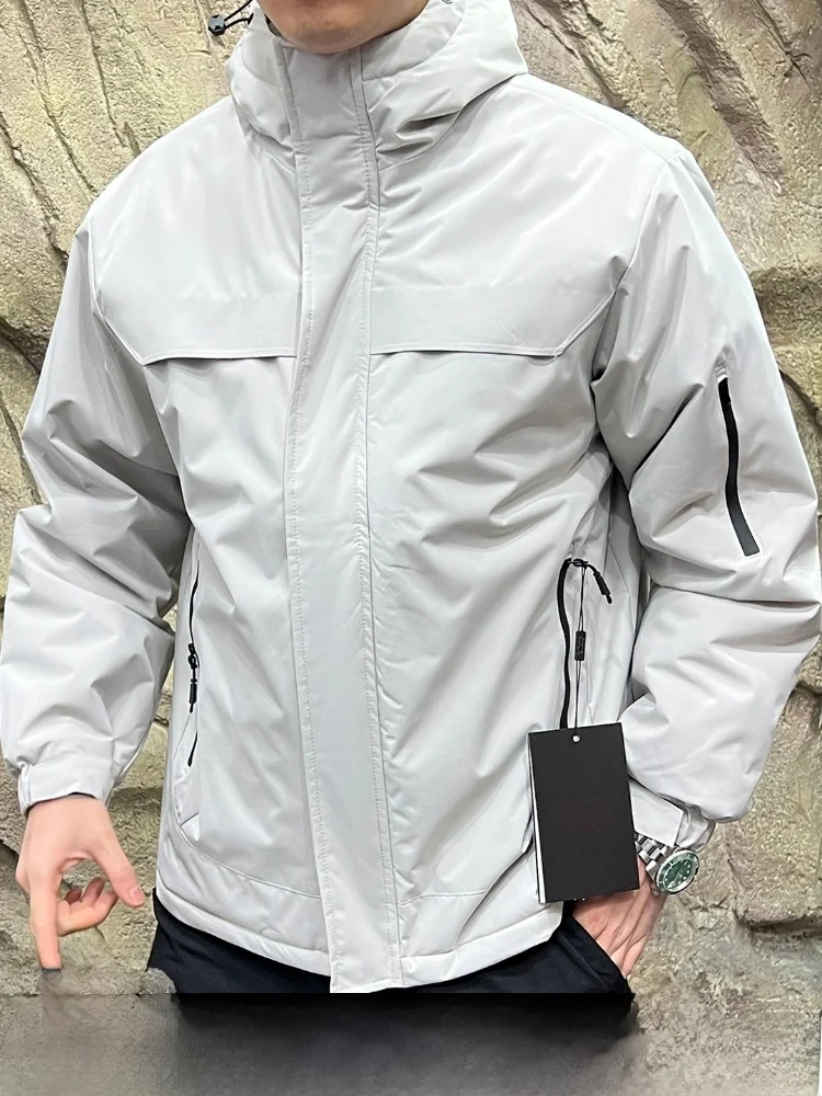 

Мужская утепленная хлопковая куртка с капюшоном для активного отдыха, теплая зимняя куртка прямого кроя с длинными рукавами, однотонная, повседневная одежда