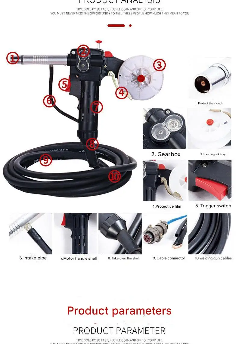 200A Mig Spool Gun for Aluminum Welding Wire-Drawn Push Pull Torch for Tube Mill Line view 5