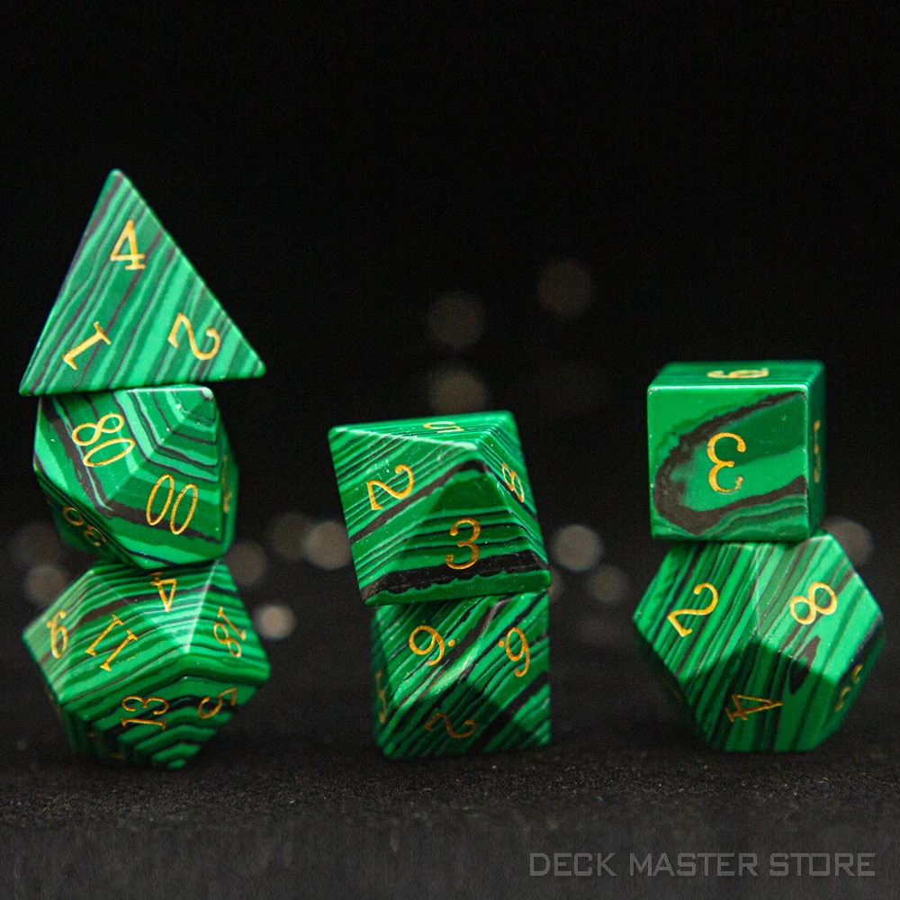 Green Malachite Dice Polyhedral Gemstone Various Shapes Digital D20 DnD Dice for Dungeons and Dragons COC RPG Board Gaming Dice