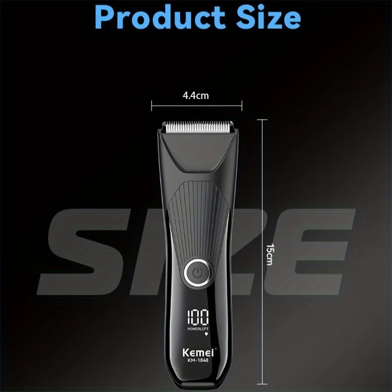 KEMEI km-1848 unisex electric hair clipper with base for home use, rechargeable USB charging