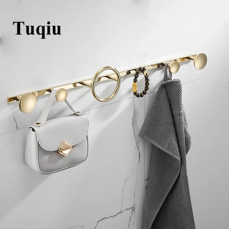 Robe Hook Towel Hanger Gold  Clothes Hat Hook Black and Gold Row Robe Hook Bathroom Brass Bath Hardware Set Kitchen Hanger