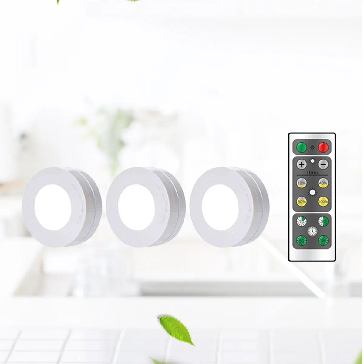 4 قطعة Led إضاءة الخزانة سطوع قابل للتعديل لوحة اللمس الدافئة الأبيض اللاسلكية التحكم عن بعد مصباح لخزانة المطبخ ضوء الليل #1