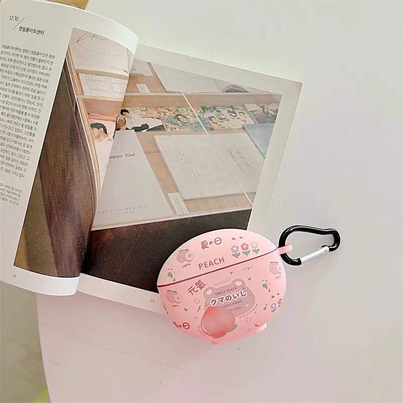 Fone de ouvido para Xiaomi Redmi Buds 4 Active,Cartoon Fruit Drink Pattern Design, Crystal Sticker, Shockproof Capa com Gancho