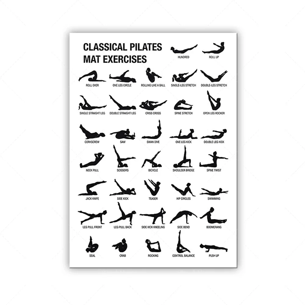 PILATES POSTER Digital, Pilates Art  Pilates Workout Chart, Pilates Studio Decor, Pilates Print, Pilates Gift