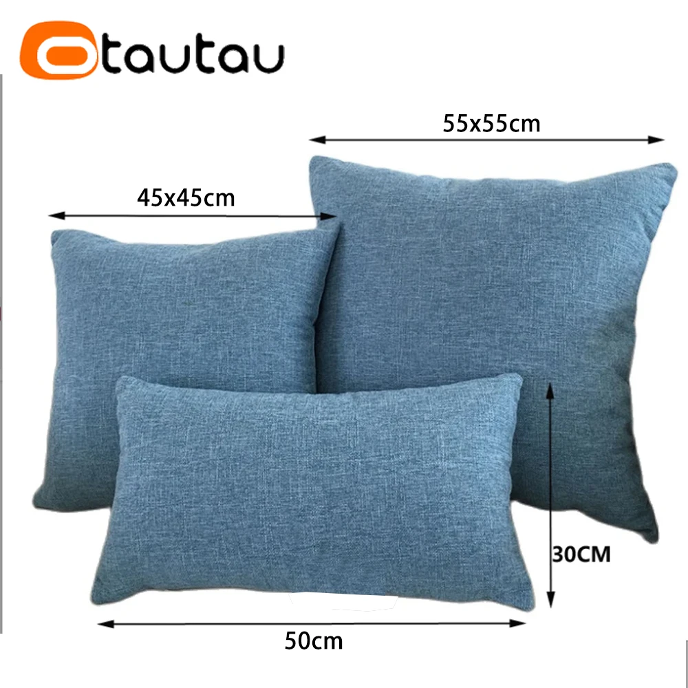 OTAUTAU Wholesale Dropshipping Cotton Linen Cushion Cover Sofa Bed Car Throw Pillowcase 30x50/45x45/50x50//55x55/60x60cm KD023