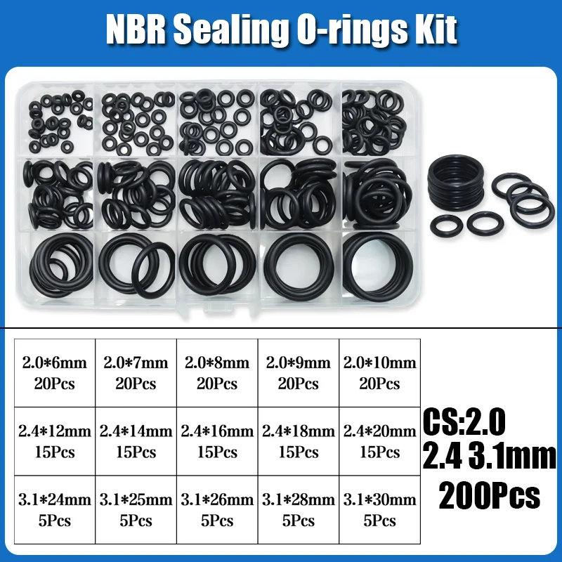 O-Ring NBR Dichtungsscheibe Sanitär Dichtung Dicke 1/1,5/2,0/2,4/3,1/4,0 Nitril-Butadien-Gummi Abstandshalter Ölbeständigkeit Oring Kit – Detail 14
