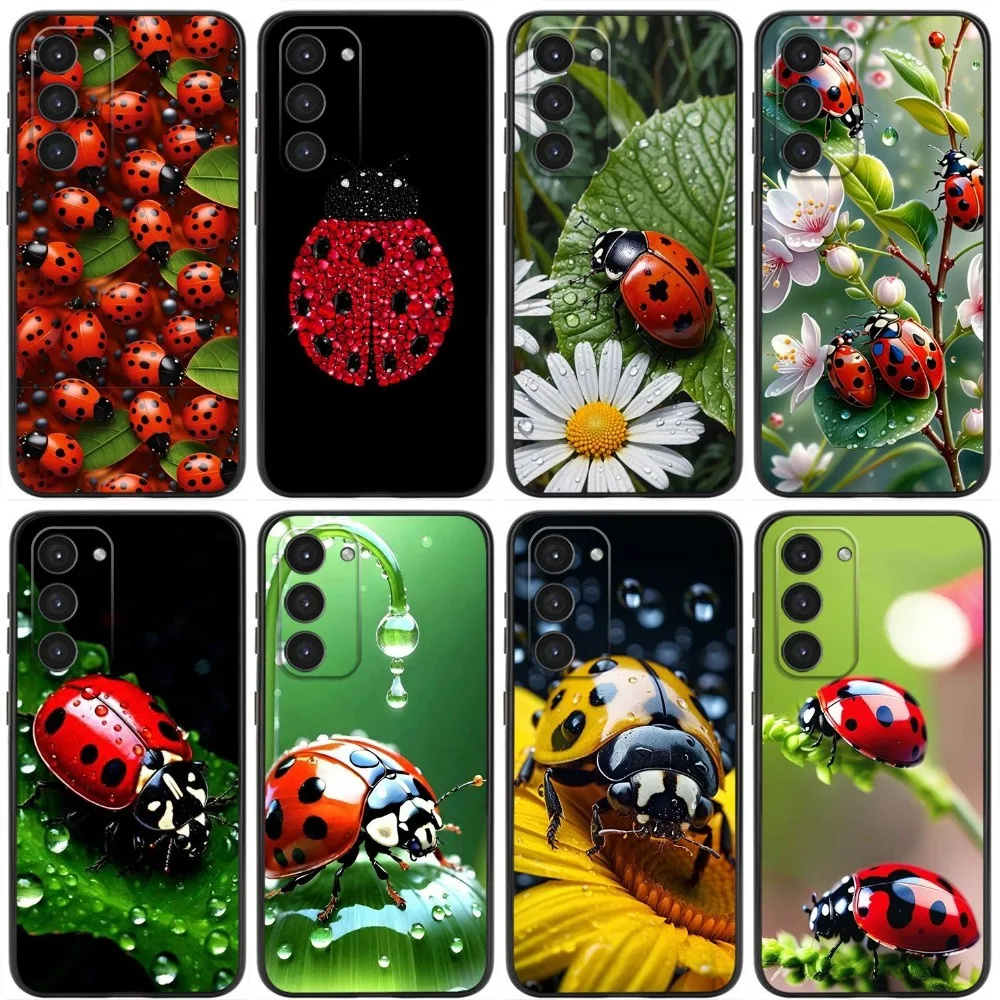 Insect Beautiful Ladybugs Phone Case For Samsung Galaxy A20,A21s,A22,A31,A32,A52,A53,A72,73,A80,A91 Soft Silicone Black Cover