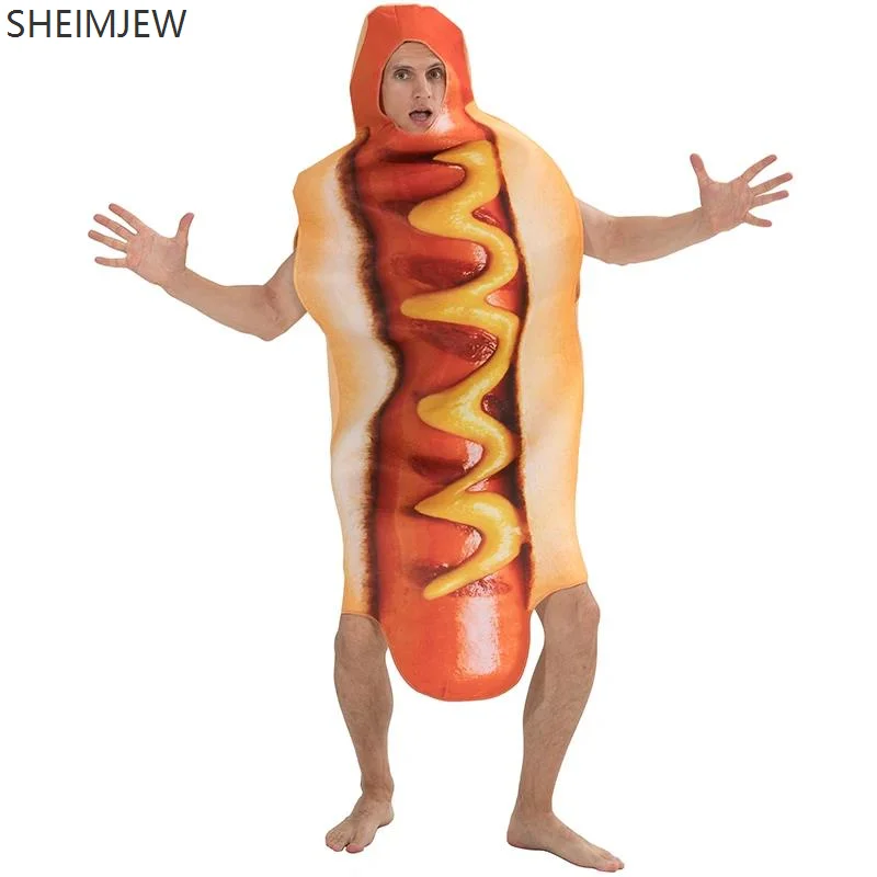 Funny Parent-child Food Sausage Hot Dog Costume Adult Children Family Role Play Fun Purim Halloween Party Dance Jumpsuit Suit