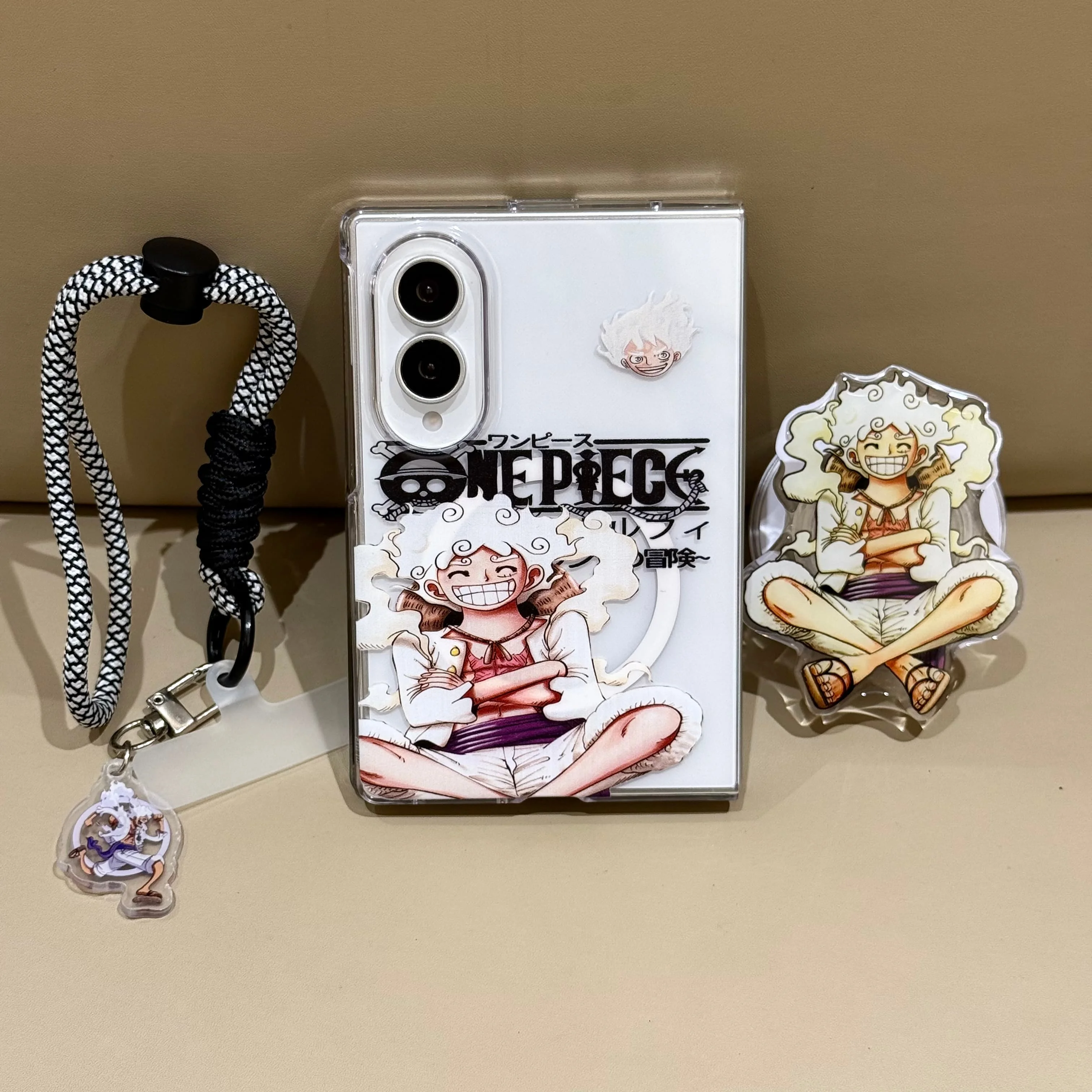 Vintage Anime Wanted Poster Pattern Phone Case Magnetic Swivel Holder Clear Anti Drop Case For Samsung Galaxy Z Fold 8 7 6 5