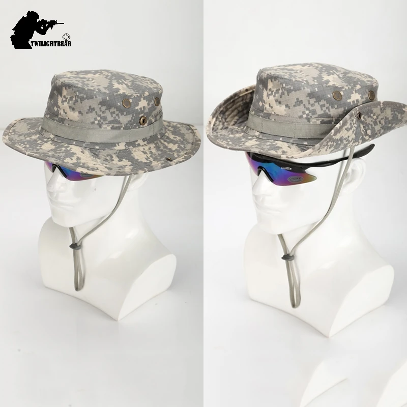 Outdoor Emmer Hoed Camouflage Boonie Hoed Dikker Visser Hoed Airsoft Jacht Wandelen Klimmen Camping caps AF056