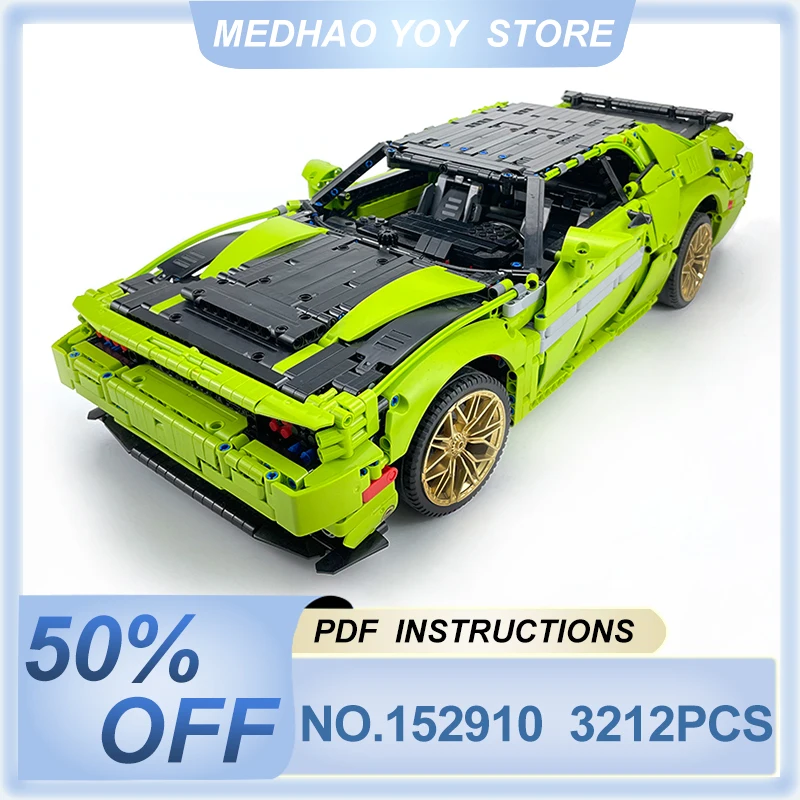 New MOC-152910 Technical 2008 Fit 42115 Hypercar Super Racing Car Model Building Block Brick Assembly Toys Kids Birthday Gifts