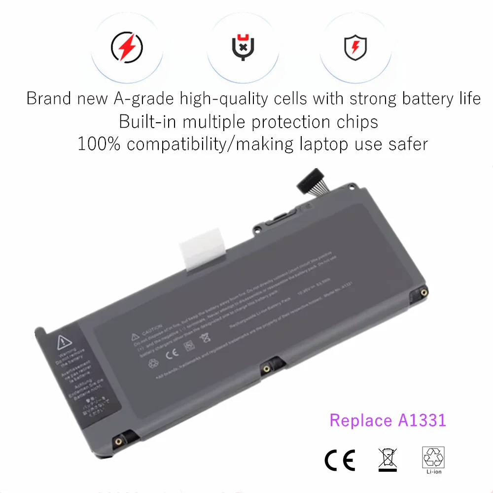 63.5Wh 10.95V Laptop Battery For APPLE A1331 A1342 MC207 661-5391 020-6580-A 020-6582-A 020-6809-A 020-6810-A For MacBook 13\