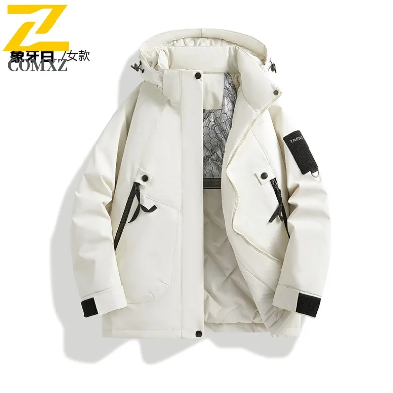 Chaqueta acolchada de algodón de invierno para hombre, abrigo cálido con cuello levantado y plumón para pan, Parka térmica con capucha para nieve juvenil 2025