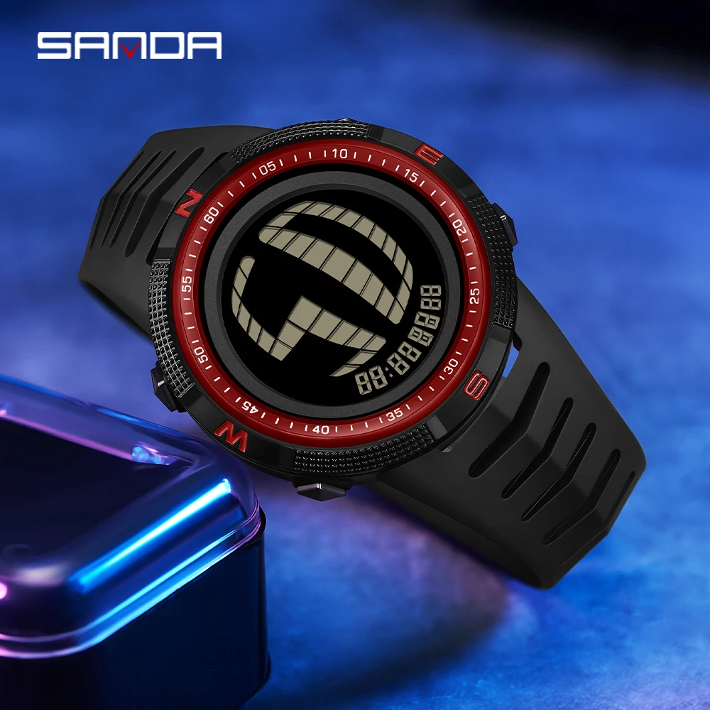 Fashion SANDA 6214 Sports Student Electronic Watch Multi functional Waterproof LED Large Dial Men's Electronic Digital Watch
