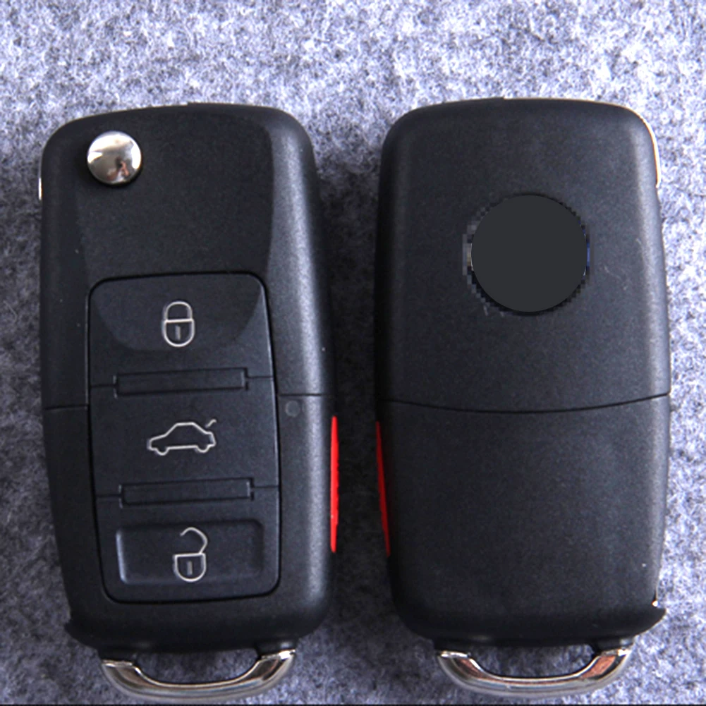 リモートカーキー折りたたみ式シェル、フリップカーキーケース、VWパサート2002-2005、ジェッタ、シャラン、トゥーラン、スティート、ボラ、4ボタンの交換