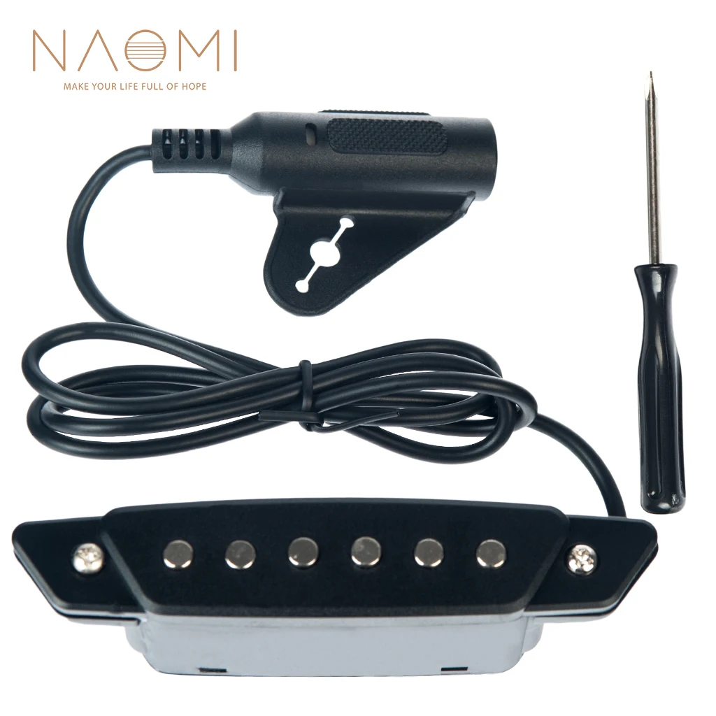 

NAOMI SH-85 Guitar Pickup 6 Holes Soundhole Pickup W/ Active Power Strap End-Pin Jack Black Guitar Pickup New