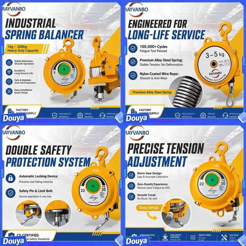 Cable Reel Retractable Spring Loaded Tool Balancer 3kg-5kg 5~9kg 9~15kg 15~22kg Hand Tool Hanging Fishing for Hedge Trimmer