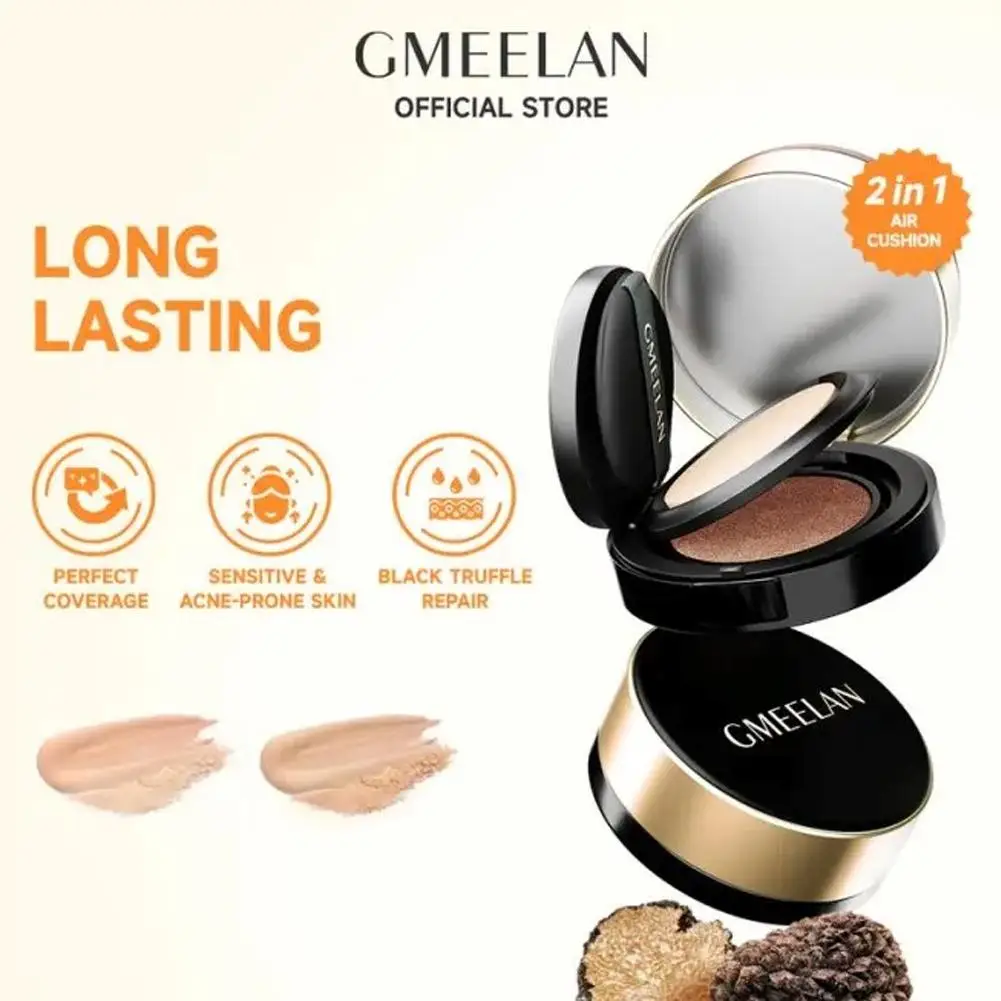 Black Truffle 2-in-1 Double Cushion Foundation Powder Foundation Waterproof Matte High Cover Concealer Korea Makeup Cosmetics