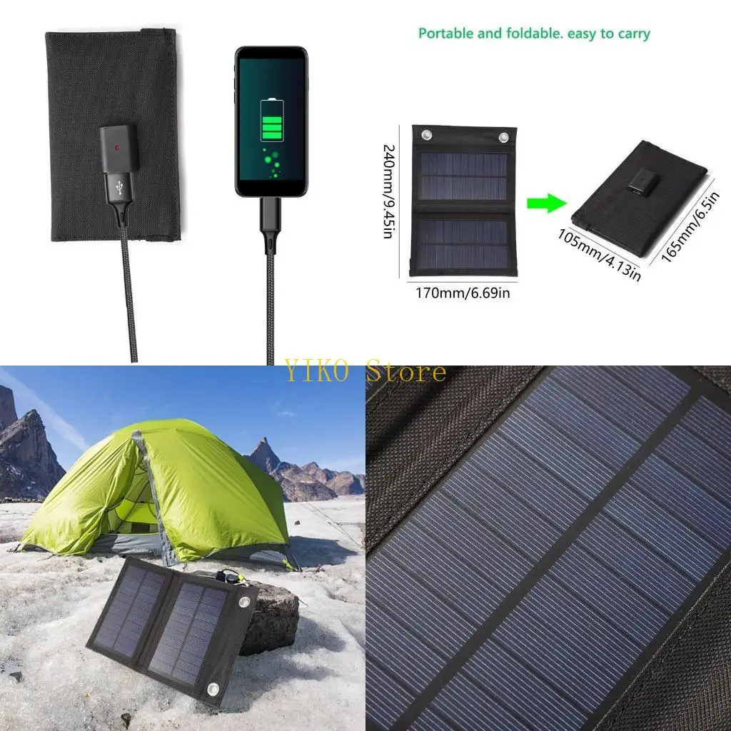 K32C 10W Solar Battery Pack Folding Phone Panel Waterproof Outdoor Camping