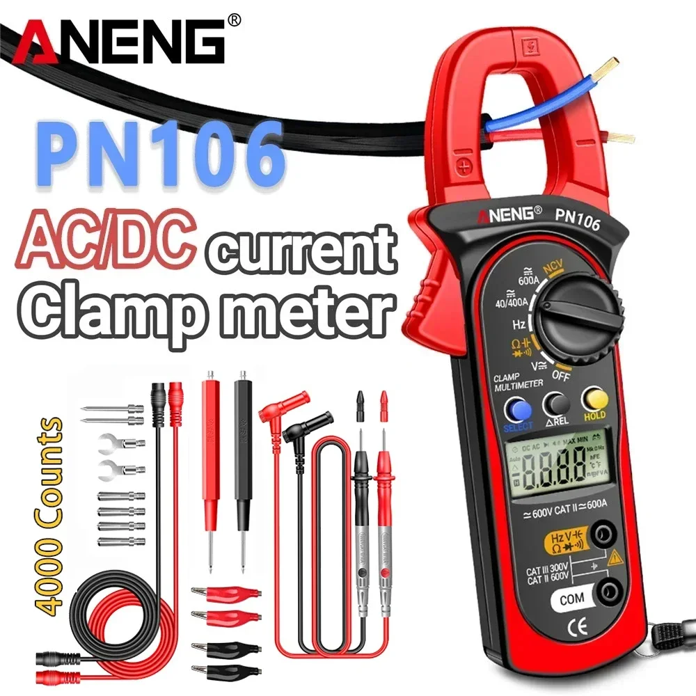 

ANENG PN106 Clamp Meter Digital Multimeter AC/DC Current Voltage Tester 600A High Precision 4000 Counts Tester Electrician Tools