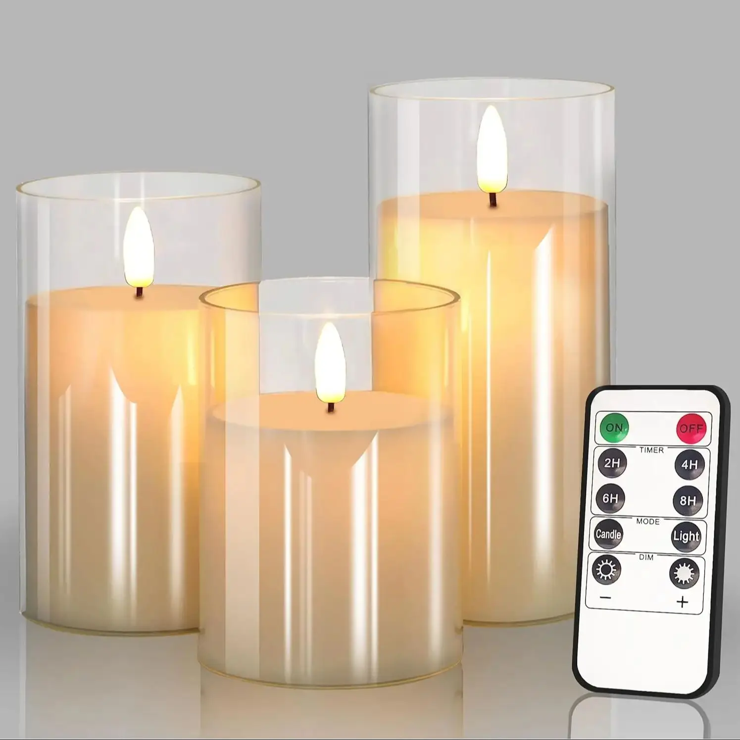 LED Lights for Home Electronic Candle LED Candle Decoration LED Glass Candle Full Set Remote Control Timer for Christmas Wedding