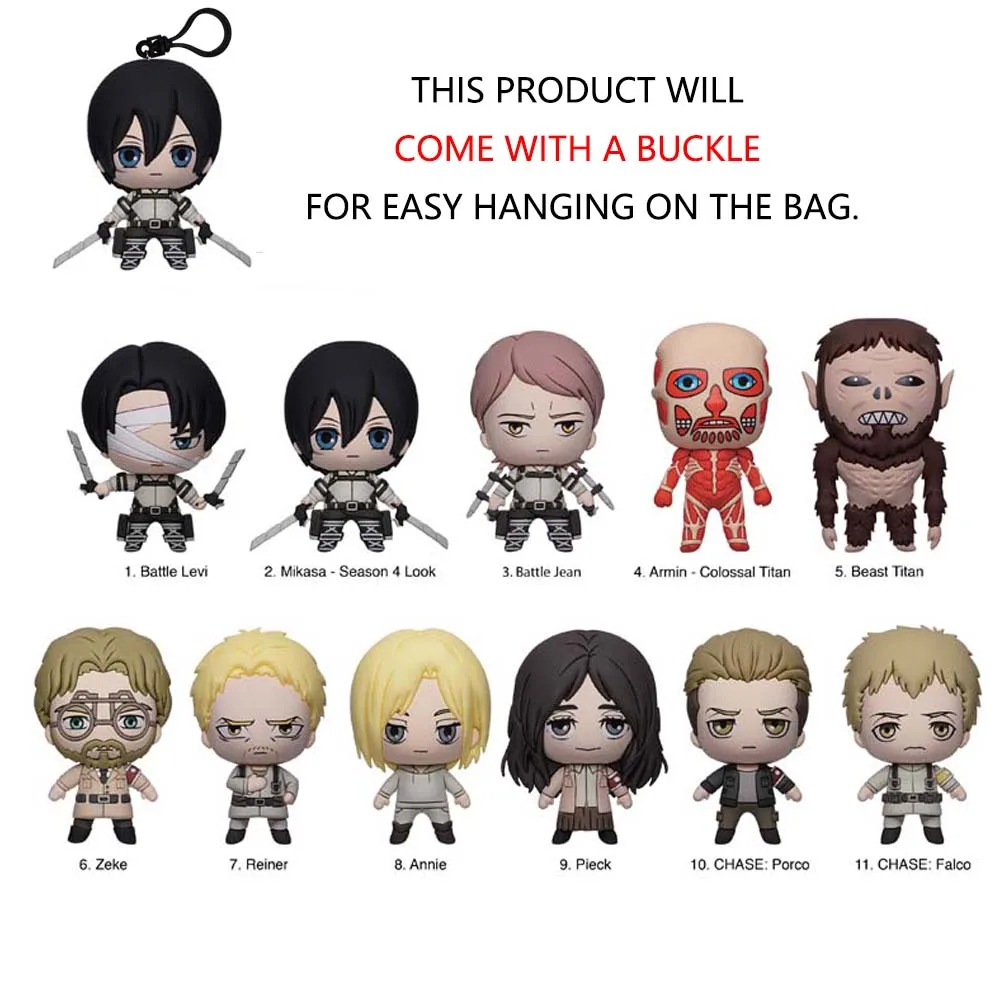 1pc Attack on Titan Officially Licensed series 3 Mystery Bulk Bag Clip Keychain Armin Eren or Other Characters For Friends Gifts